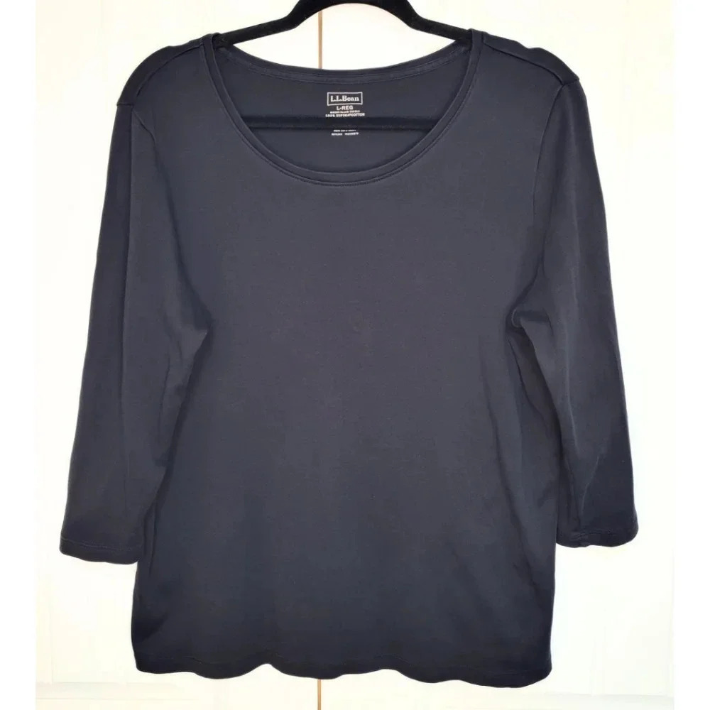 L.L. BEAN Black 3/4 Sleeve Basic Casual Tee Women's Size Large